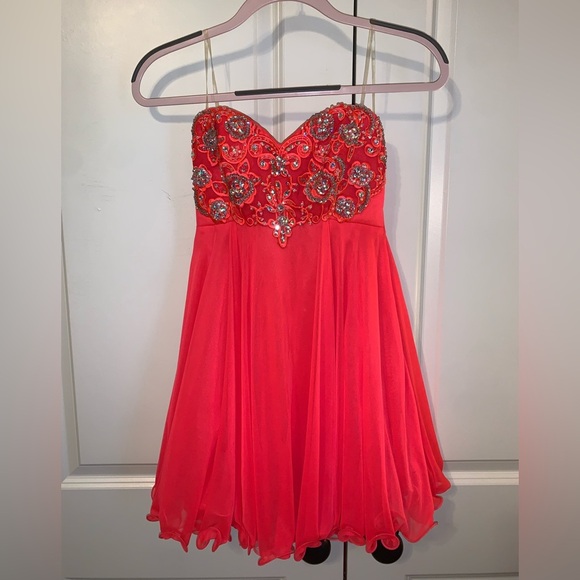 Coral Strapless My Michelle Jr Dress - Picture 1 of 4